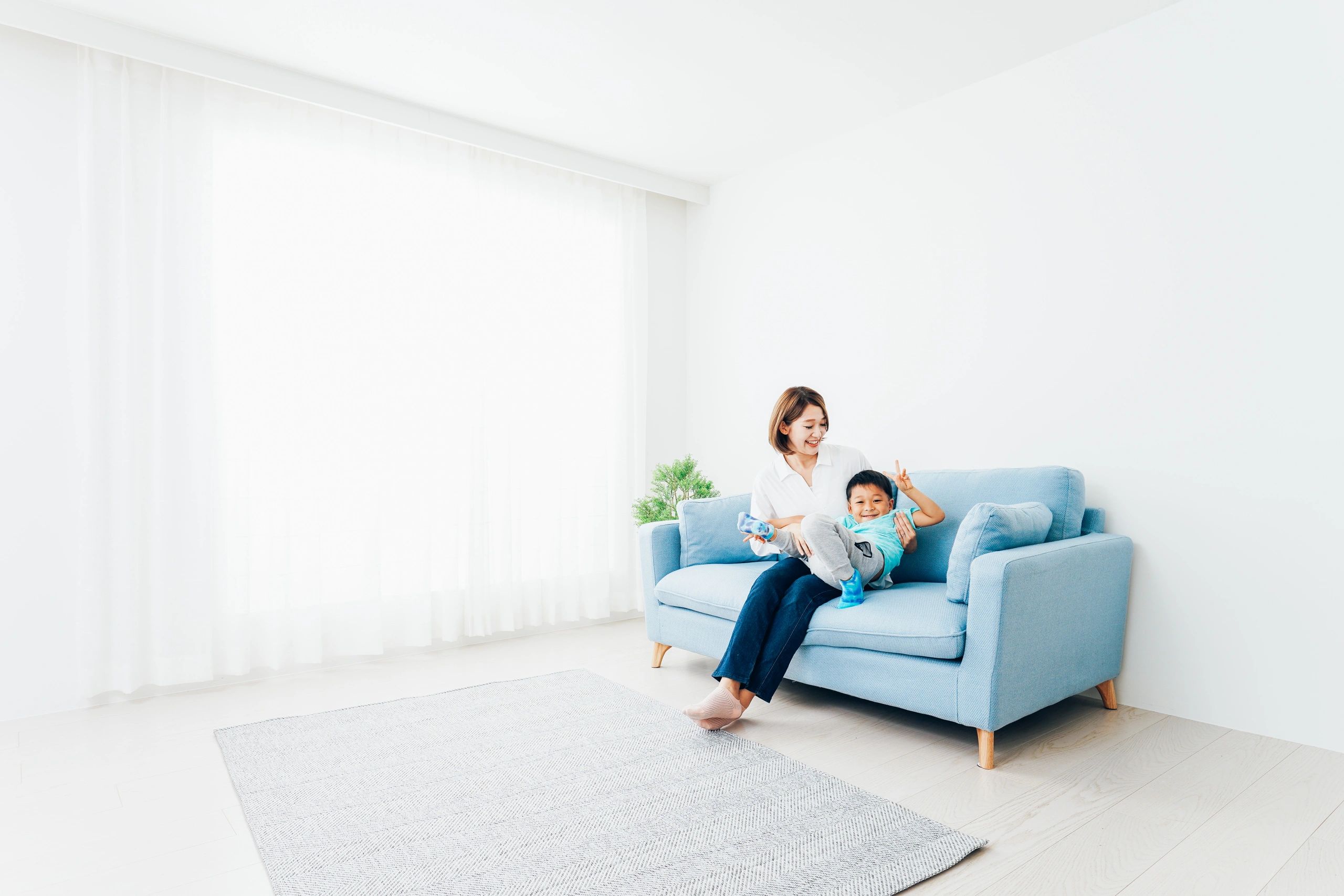 parent and child learning together, modern, friendly, mint blue