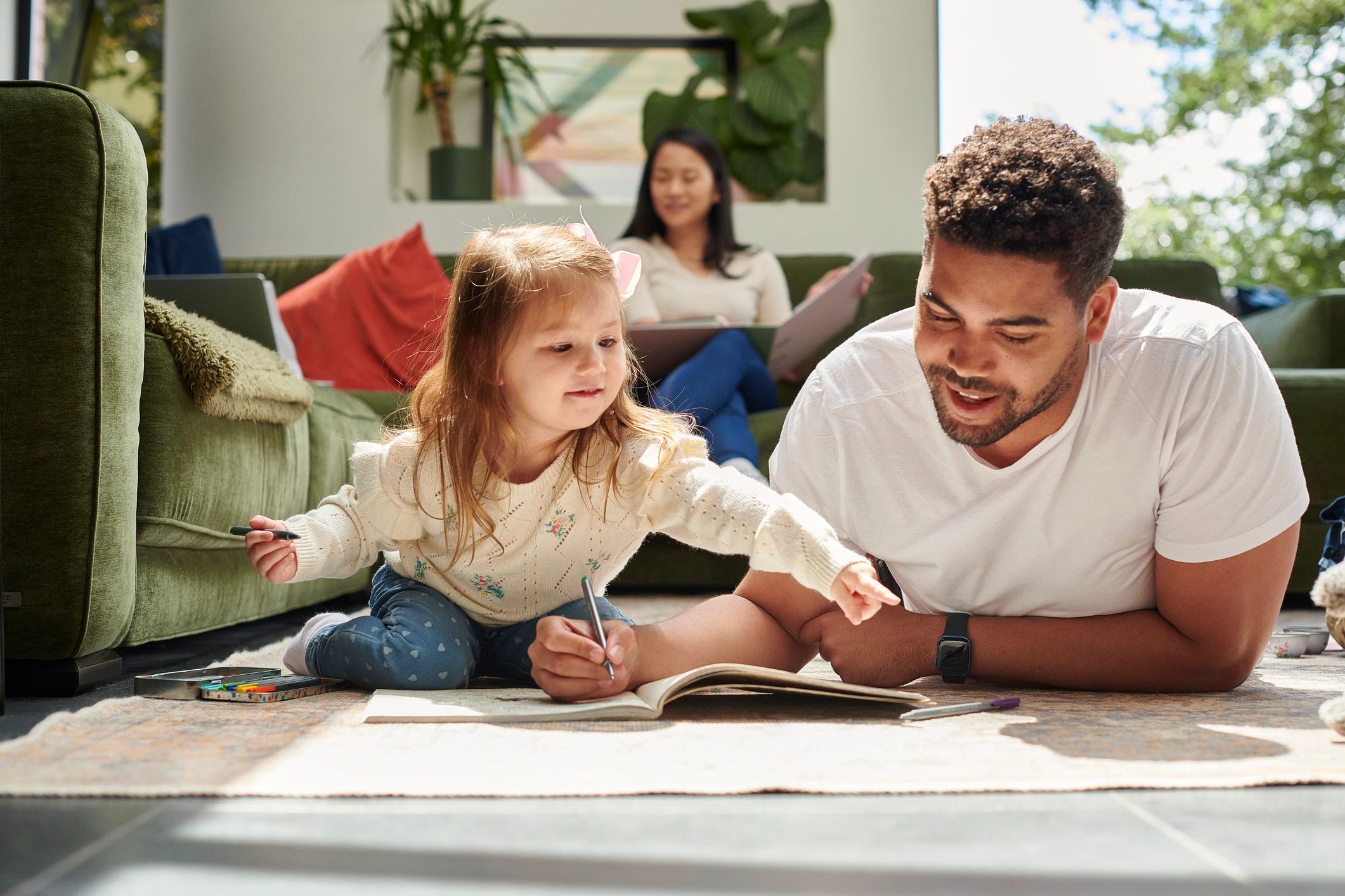 happy diverse parents and children