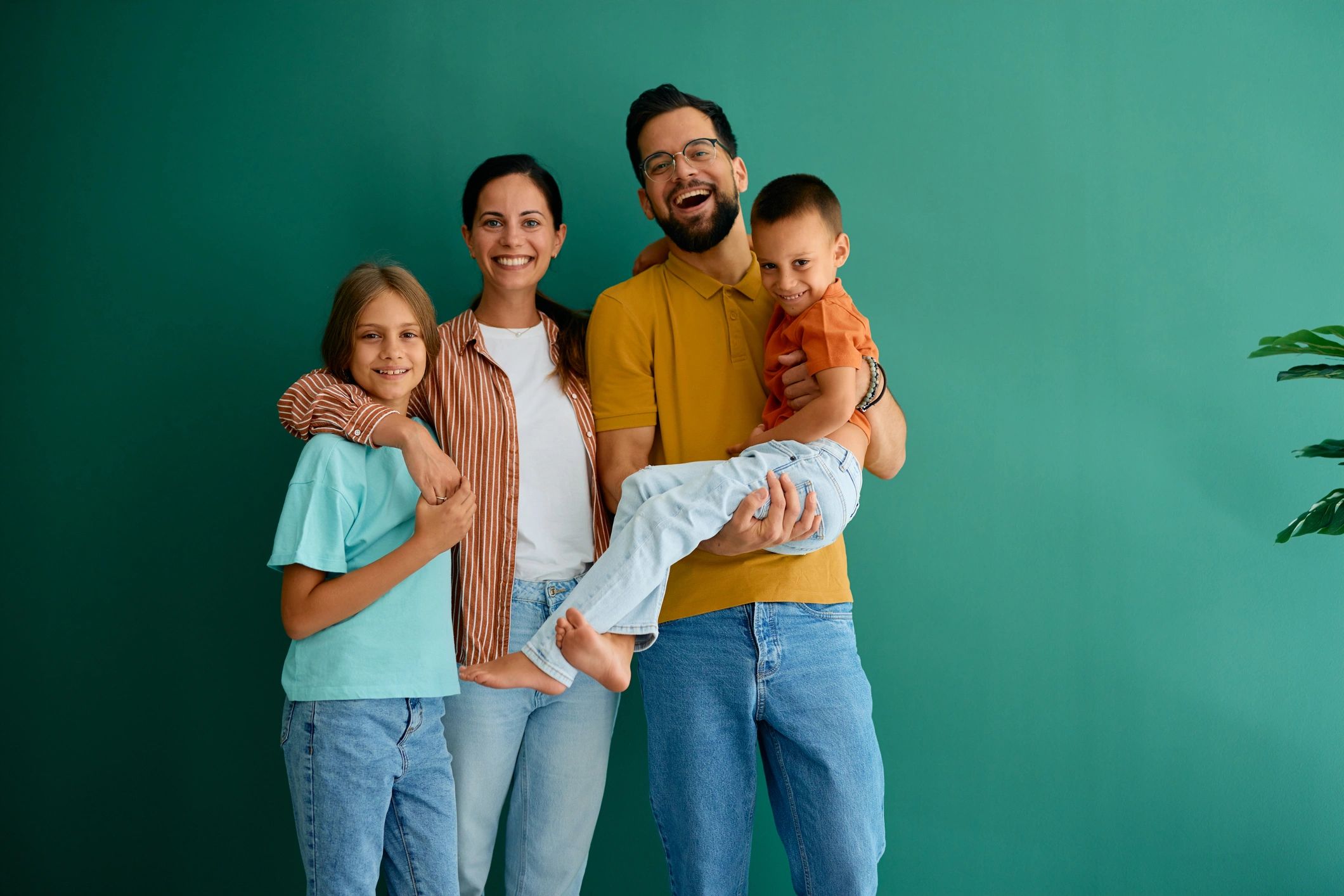 happy family success, education achievement, modern, light blue background